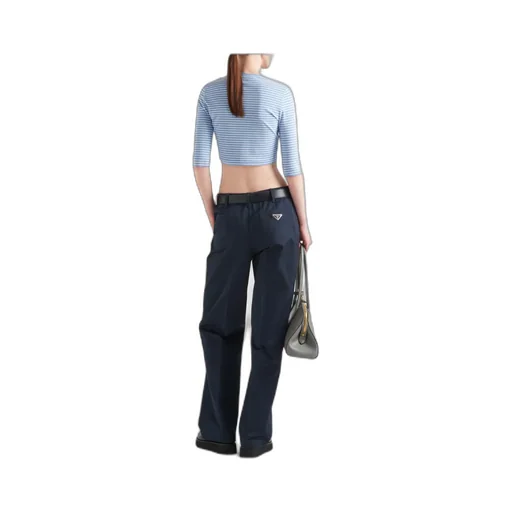 Round-Neck Striped Cropped Top