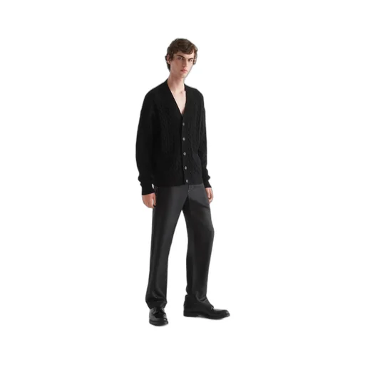 Cable-Knit Button-Up Cardigan