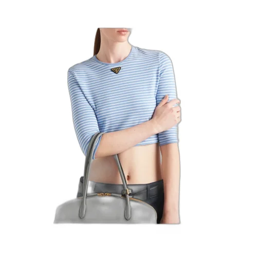 Round-Neck Striped Cropped Top