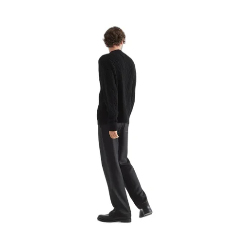 Cable-Knit Button-Up Cardigan