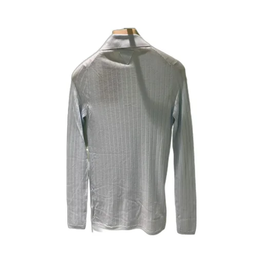 Long-Sleeved Ribbed Polo Top