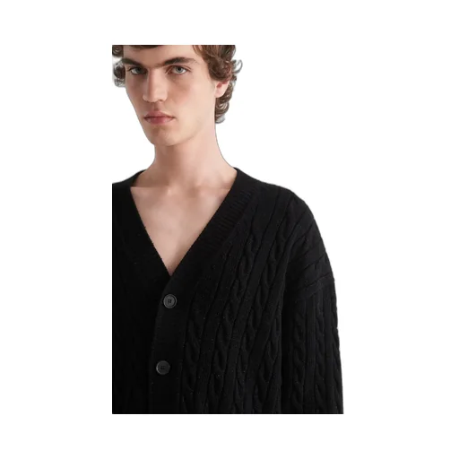 Cable-Knit Button-Up Cardigan
