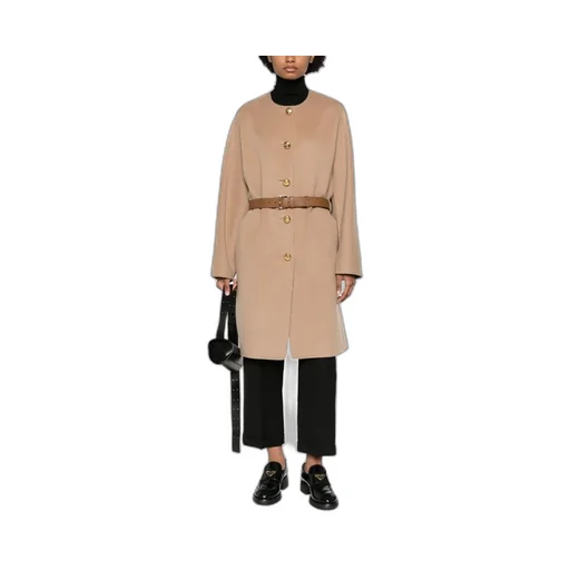 Crewneck Button-Up Long Coat