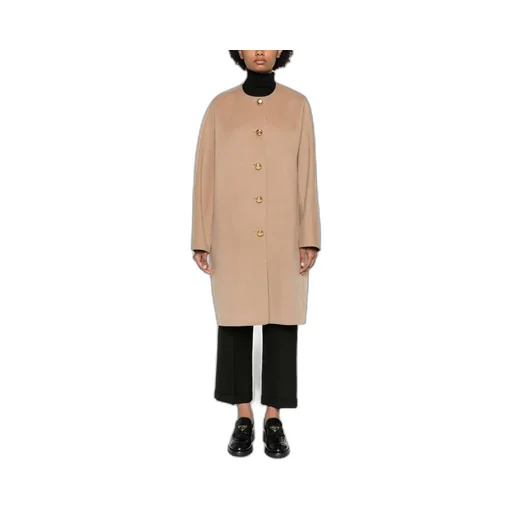 Crewneck Button-Up Long Coat