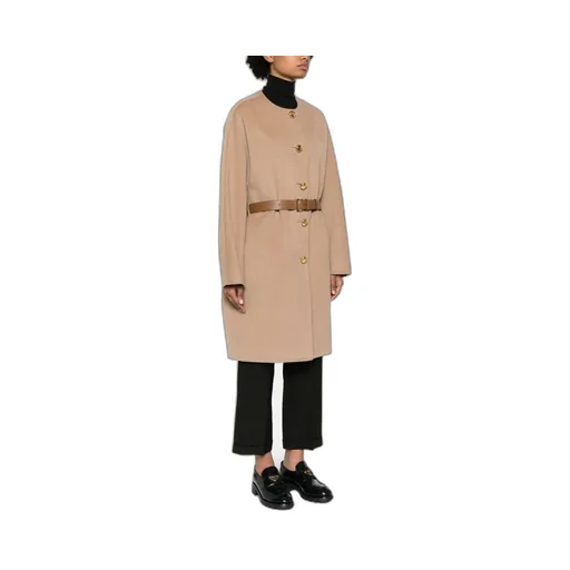 Crewneck Button-Up Long Coat