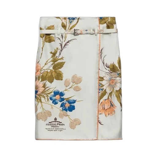 Floral-Printed Belted Midi Skirt