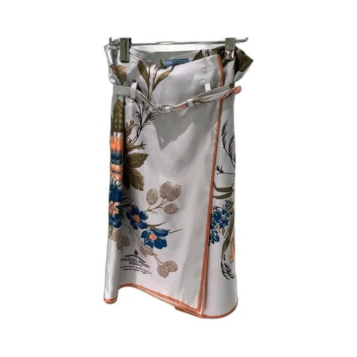 Floral-Printed Belted Midi Skirt