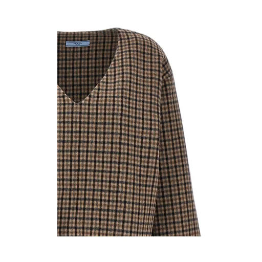 Checked V-Neck Top