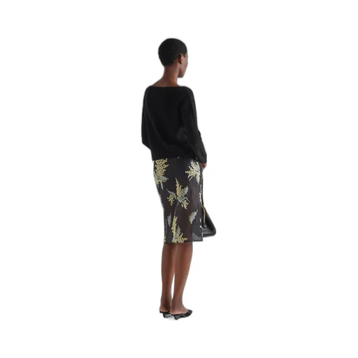 Embroidered Organza Midi Skirt