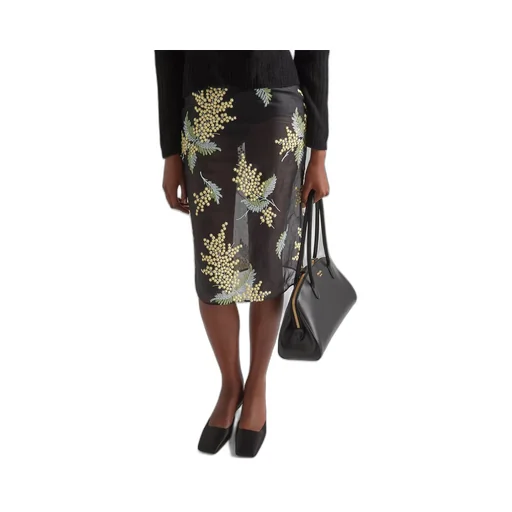 Embroidered Organza Midi Skirt