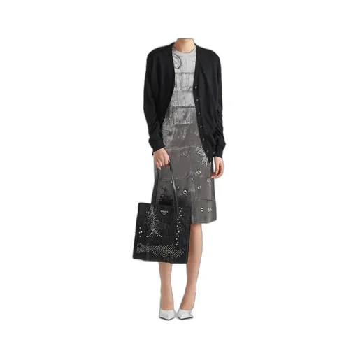 Medium Re-Nylon Patchwork Tote Bag With Embroidery