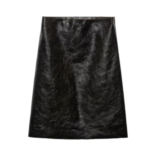 Craquelé Leather Skirt