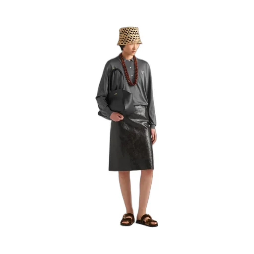 Craquelé Leather Skirt