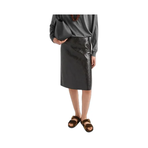 Craquelé Leather Skirt