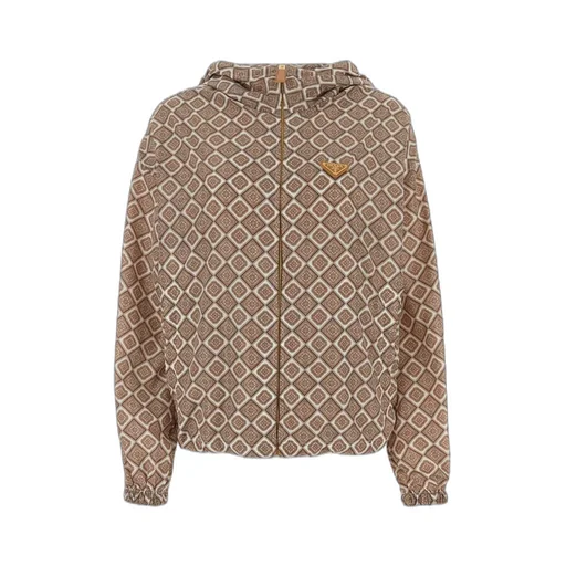 Geometric-Print Hooded Jacket