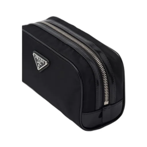 Re-Nylon And Brushed Leather Pouch