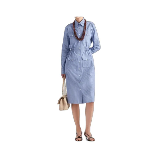 Striped Straight Hem Shirt Dress