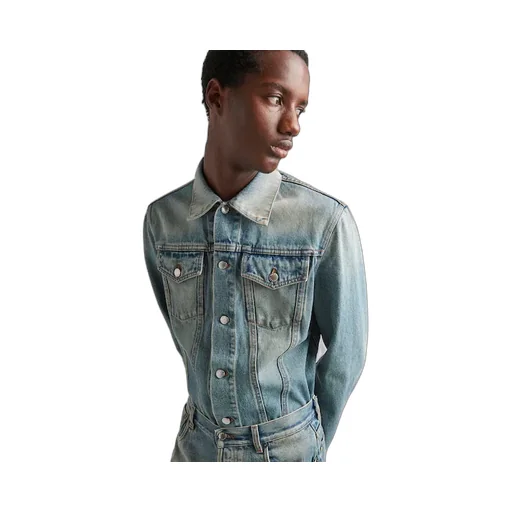 Enamelled Tag Detailed Denim Jacket