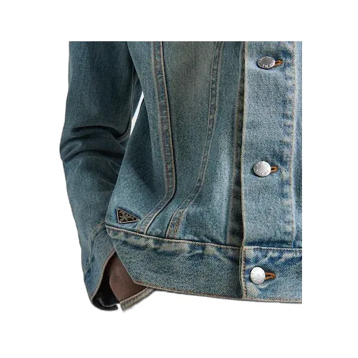 Enamelled Tag Detailed Denim Jacket