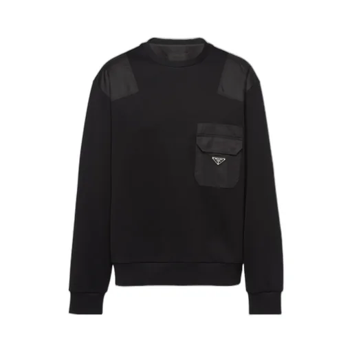 Cotton Sweatshirt With Re-Nylon Details