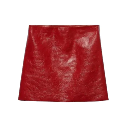 Cracked Leather Zipped Mini Skirt