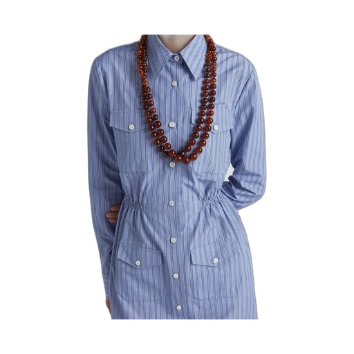 Striped Straight Hem Shirt Dress