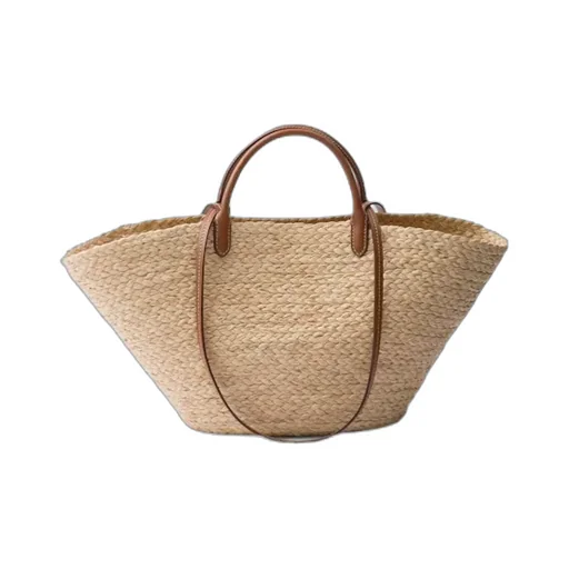 Logo-Appliqué Woven Top Handle Bag