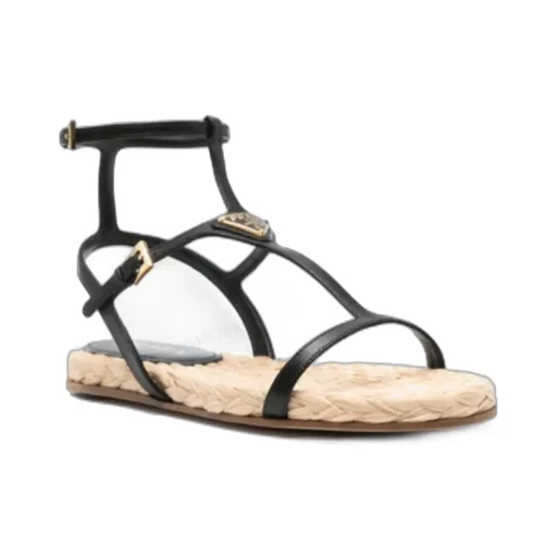 Triangle-Logo T-Bar Strap Sandals
