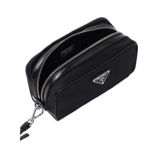 Re-Nylon And Brushed Leather Pouch