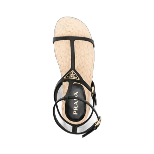 Triangle-Logo T-Bar Strap Sandals