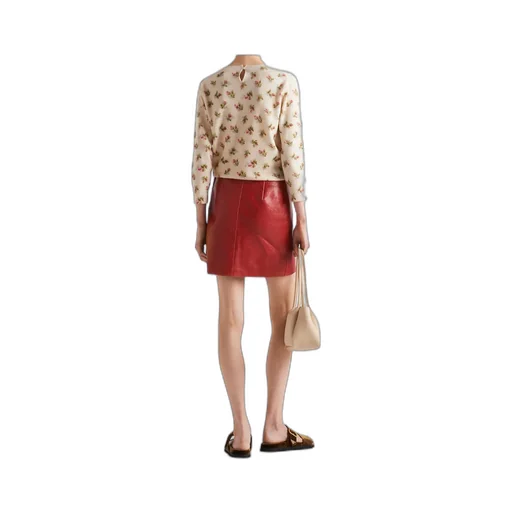 Cracked Leather Zipped Mini Skirt