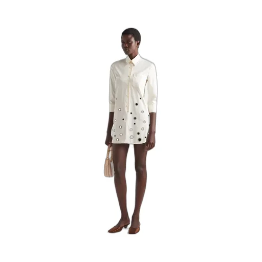 Appliqué-Detailed Button-Up Shirtdress