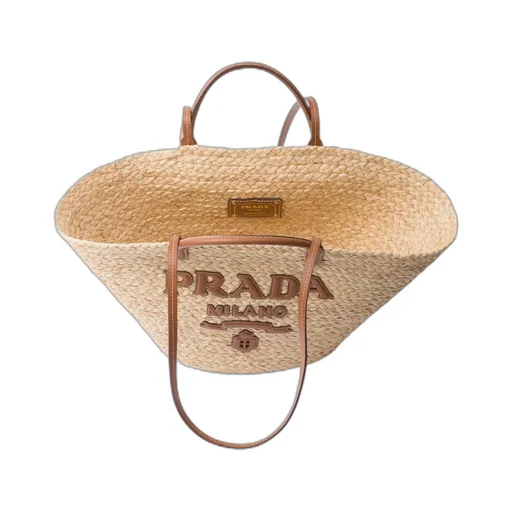 Logo-Appliqué Woven Top Handle Bag