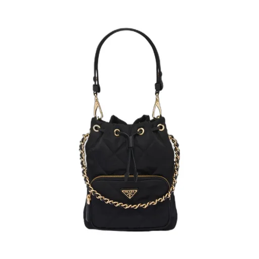 Quilted Chain-Linked Bucket Bag