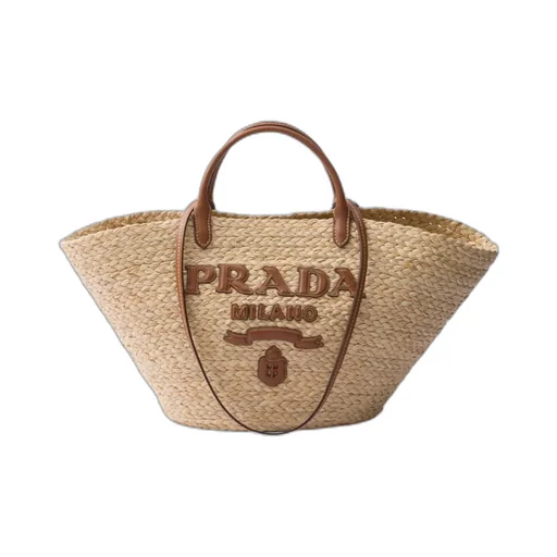 Logo-Appliqué Woven Top Handle Bag