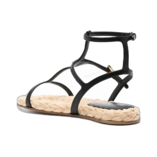Triangle-Logo T-Bar Strap Sandals