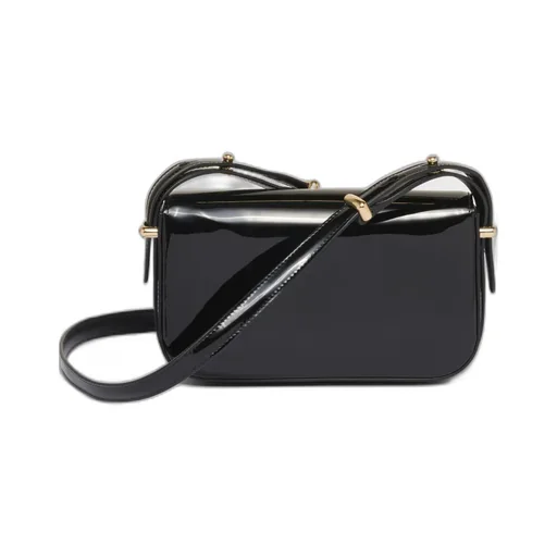 Logo-Plaque Foldover Top Shoulder Bag