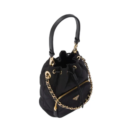 Quilted Chain-Linked Bucket Bag