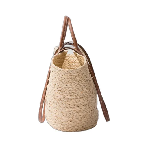 Logo-Appliqué Woven Top Handle Bag