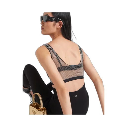 Embellished Mesh Cropped Top
