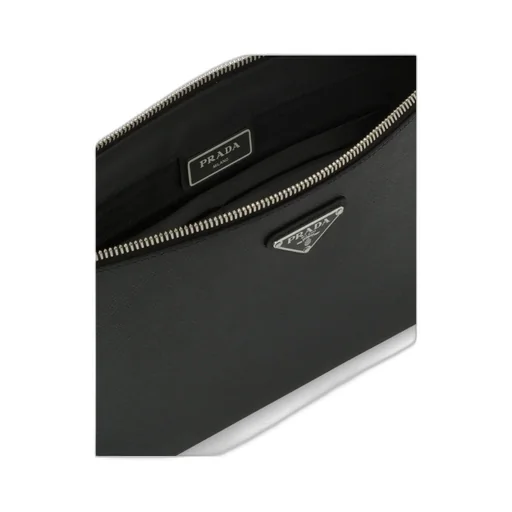 Logo Plaque Zipped Clutch Bag
