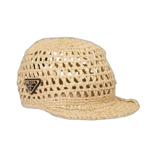 Triangle Logo Woven Raffia Hat