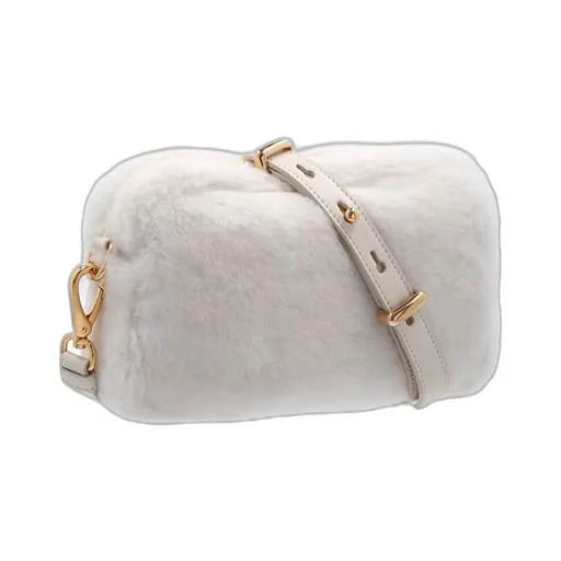 Logo Plaque Shearling Zipped Shoulder Bag