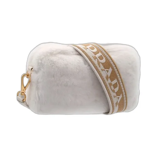 Logo Plaque Shearling Zipped Shoulder Bag