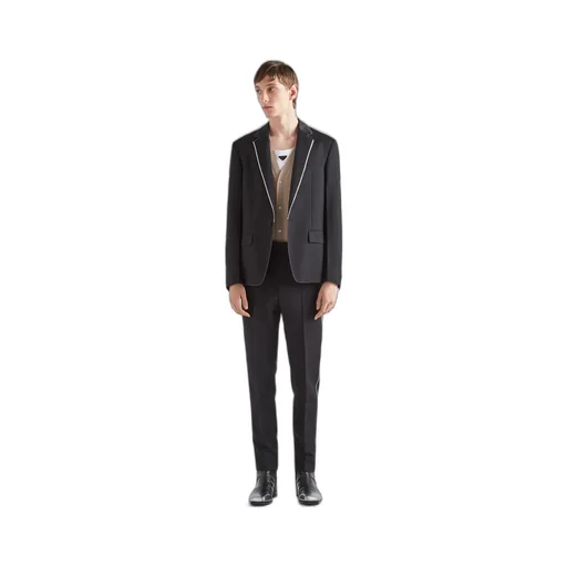 Contrasted Trim Single Breasted Jacket