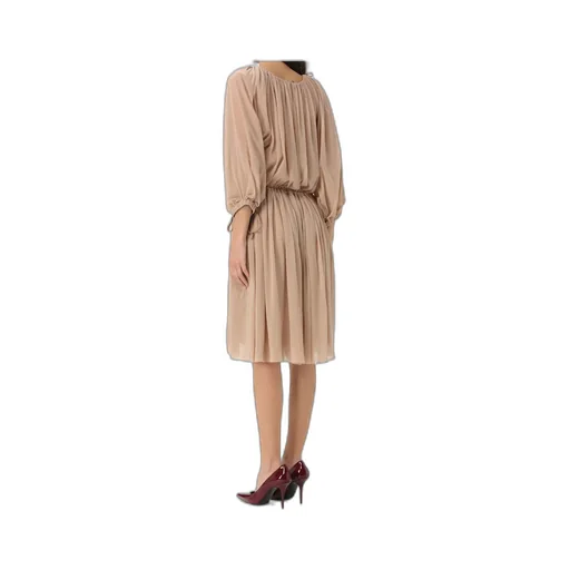 V-Neck Pleated Midi Dress