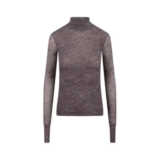 Printed Stretch Tulle Turtleneck