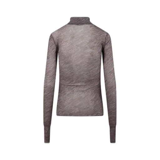 Printed Stretch Tulle Turtleneck