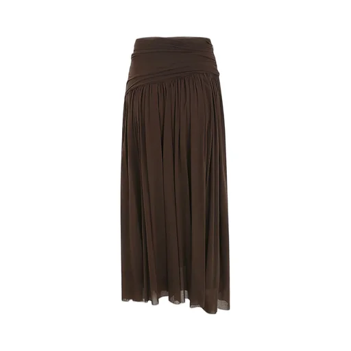 Draped-Detail Pleated Asymmetric Skirt