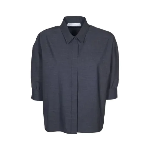 Straight Hem Puff-Sleeved Shirt